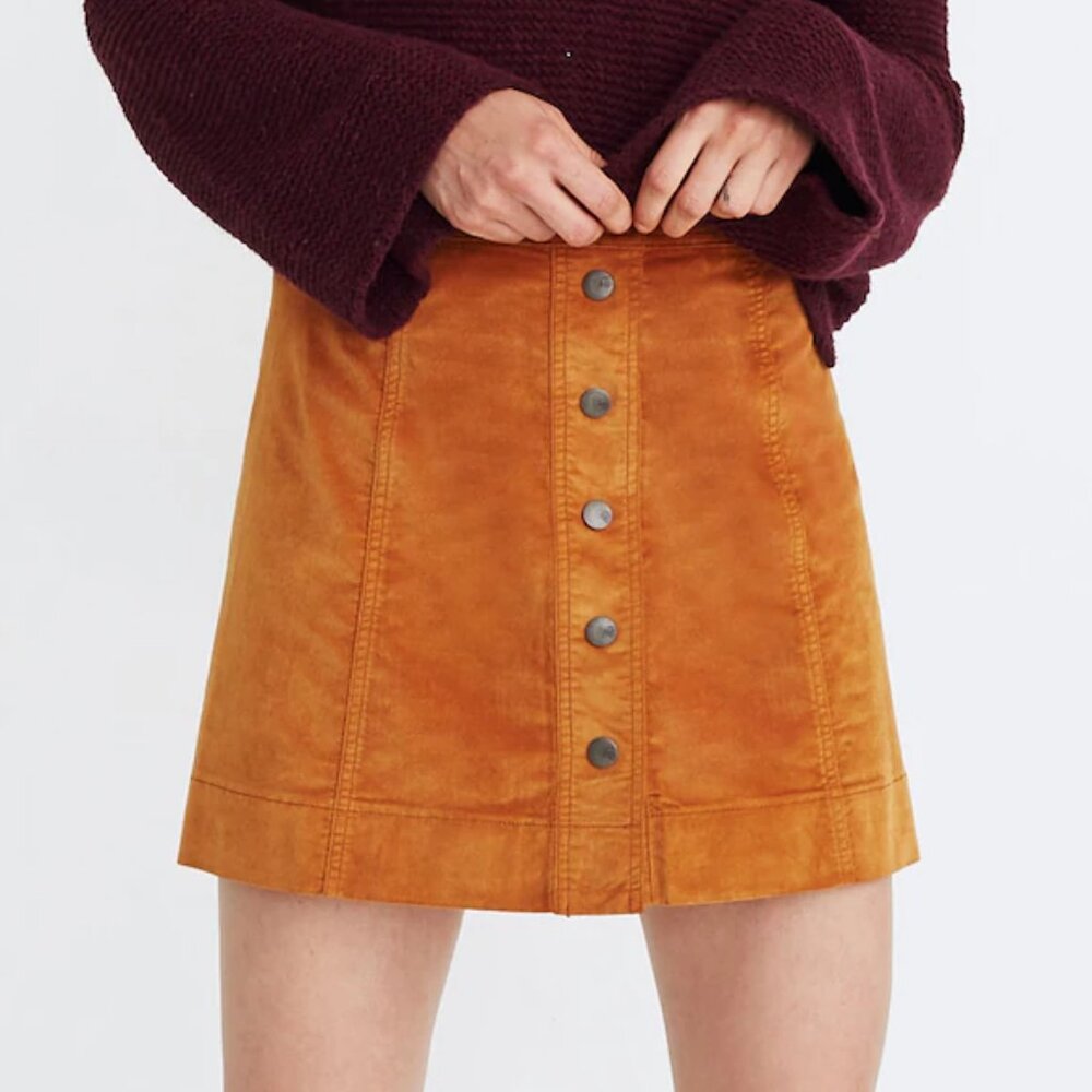 MADEWELL Velveteen A-Line Mini Skirt